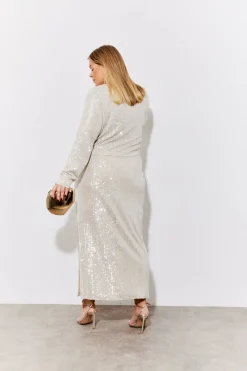 Sequin Slit Detail Midi Skirt|In the Style Sale