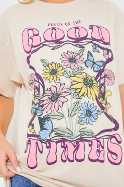 Good Times Motif T-Shirt|In The Style Sale