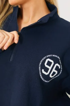Half Zip '96' Printed Toggle Sweater|In the Style Best