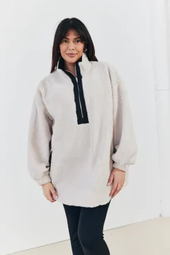 Half Zip Borg Pull Over Jacket|In the Style Hot