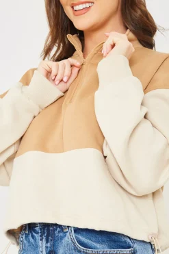 Half Zip Colour Block Toggle Sweat|In the Style Best