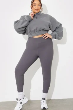 Half Zip Up Cropped Jersey Sweater|Fits Online