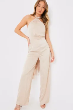 Halter Neck Wide Leg Jumpsuit|In the Style Discount