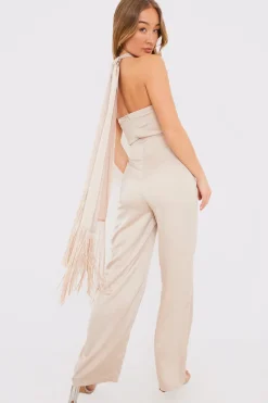 Halter Neck Wide Leg Jumpsuit|In the Style Discount