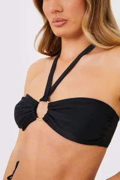 Halterneck Ring Detail Bikini Top|In the Style