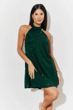 High Neck Sequin Swing Mini Dress|In the Style New