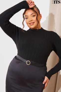 High Neck Variegated Rib Knit Bodysuit|In The Style Hot