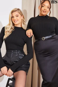 High Neck Variegated Rib Knit Bodysuit|In The Style Hot