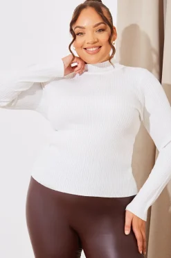 High Neck Variegated Rib Knit Top|In The Style Online