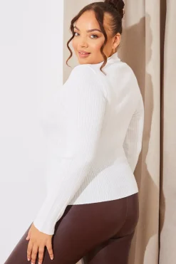 High Neck Variegated Rib Knit Top|In The Style Online