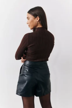 High Neck Variegated Rib Knit Top|In The Style Online