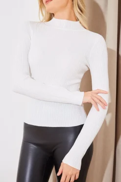 High Neck Variegated Rib Knit Top|In The Style Online