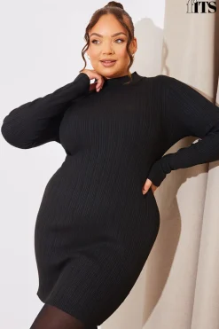 High Neck Variegated Rib Knit Mini Dress|In The Style Online