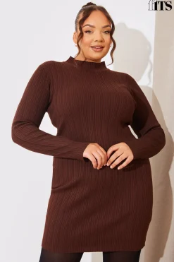 High Neck Variegated Rib Knit Mini Dress|In The Style Online
