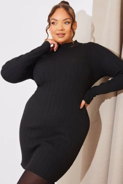 High Neck Variegated Rib Knit Mini Dress|In The Style Online