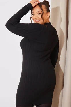 High Neck Variegated Rib Knit Mini Dress|In The Style Online