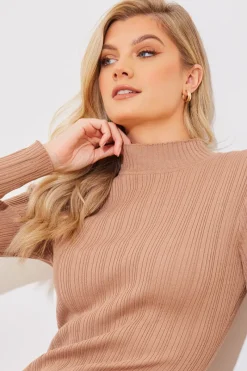 High Neck Variegated Rib Knit Midi Dress|In The Style Best