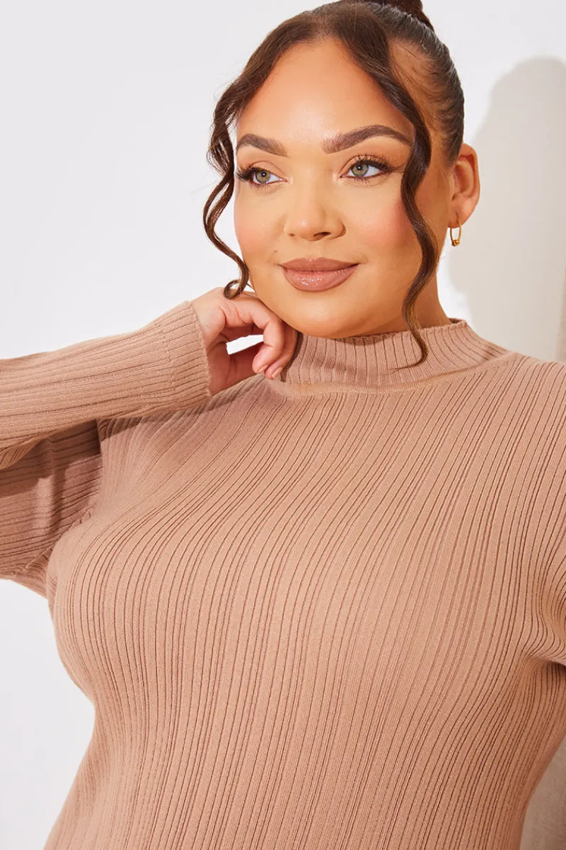 High Neck Variegated Rib Knit Midi Dress|In The Style Best
