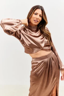 High Neck Wrap Co-Ord Top|In the Style Online