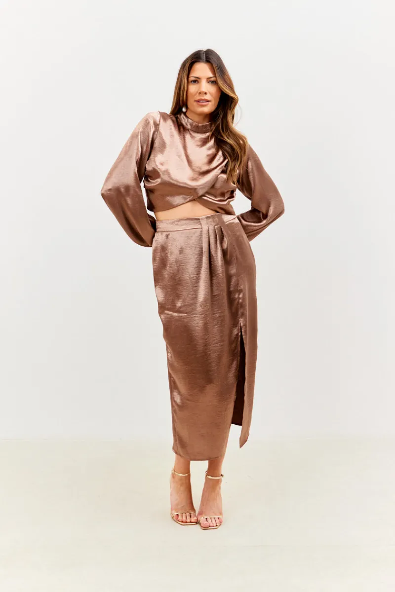 High Neck Wrap Co-Ord Top|In the Style Online