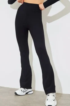 High Waist Kick Flare Rib Trouser|Fits Outlet