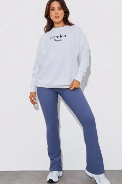 High Waist Kick Flare Rib Trouser|Fits Outlet