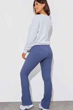 High Waist Kick Flare Rib Trouser|Fits Outlet