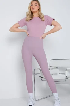 High Waisted Sculpting Ribbed Leggings|Fits Clearance