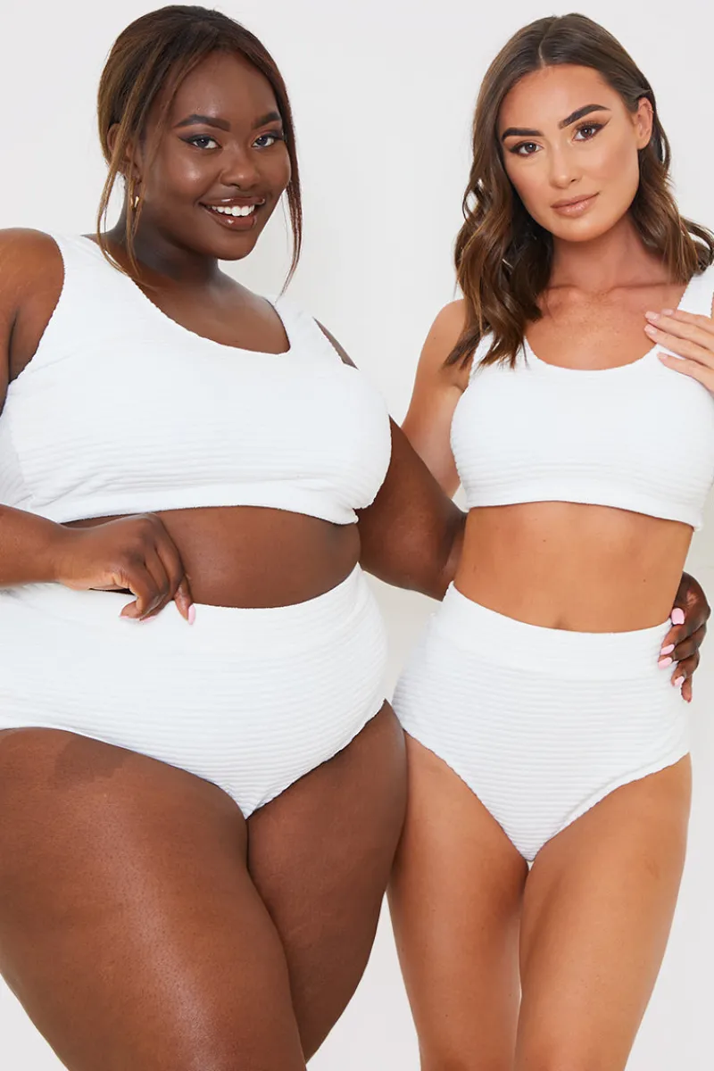 High Waisted Towelling Control Bikini Bottoms|In the Style Clearance
