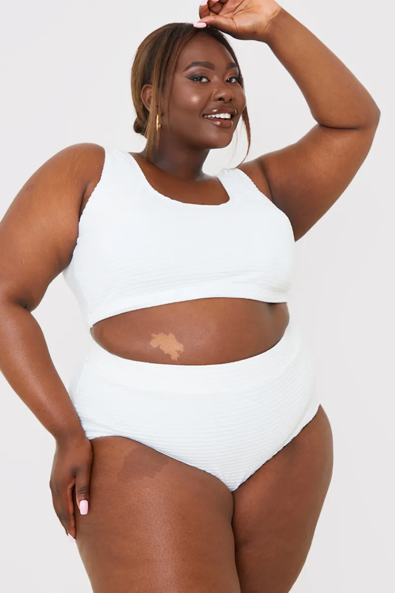 High Waisted Towelling Control Bikini Bottoms|In the Style Clearance