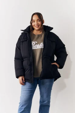 Hooded Drawstring Waist Puffer Coat|In the Style Hot