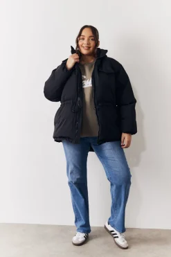 Hooded Drawstring Waist Puffer Coat|In the Style Hot
