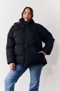 Hooded Drawstring Waist Puffer Coat|In the Style Hot