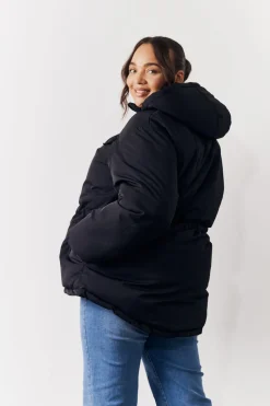 Hooded Drawstring Waist Puffer Coat|In the Style Hot