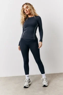 Contrast Piping Long Sleeve Co-Ord Top|Fits Online