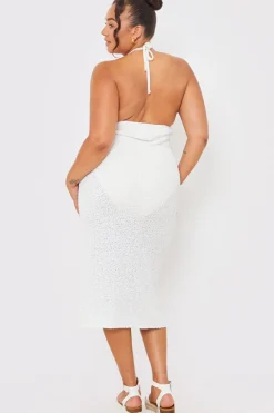 Interest Yarn Halter Neck Knit Midi Dress|In the Style New