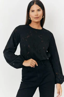 Jacquard Balloon Sleeve Bodysuit|In the Style Best