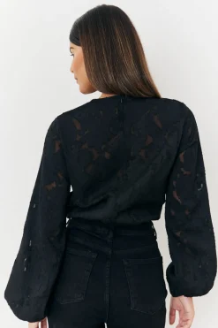 Jacquard Balloon Sleeve Bodysuit|In the Style Best