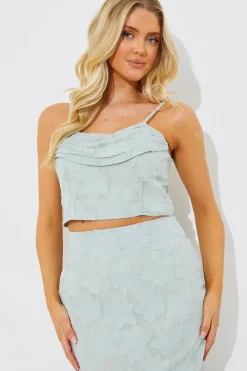 Jacquard Draped Cami Co-Ord Crop Top|In the Style Discount