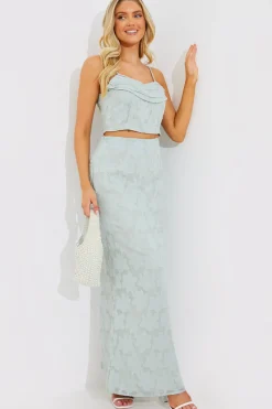 Jacquard Draped Cami Co-Ord Crop Top|In the Style Discount