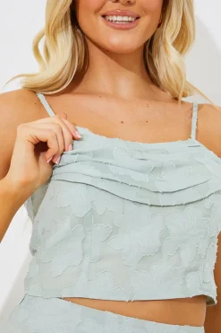 Jacquard Draped Cami Co-Ord Crop Top|In the Style Discount