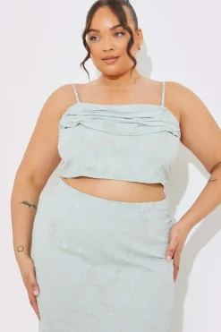 Jacquard Draped Cami Co-Ord Crop Top|In the Style Discount