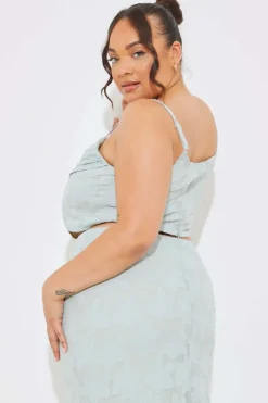 Jacquard Draped Cami Co-Ord Crop Top|In the Style Discount