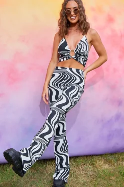 Jersey Printed Flares|In the Style Clearance