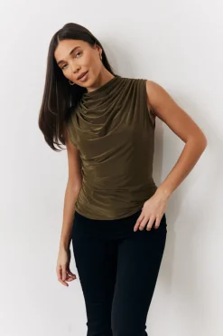 Slinky Cowl Front Sleeveless Top|In the Style