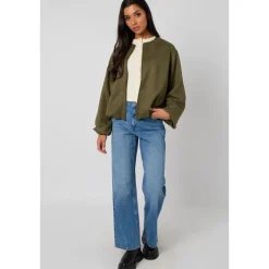 Khaki Suede Bubble Hem Jacket|Urban Bliss Outlet