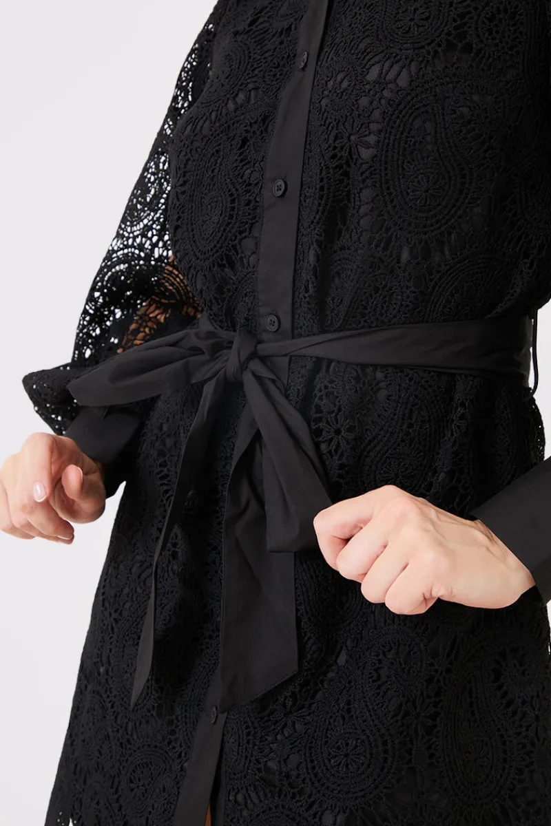 Lace Belted Shirt Dress|In the Style Hot