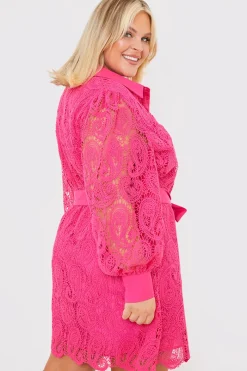 Lace Belted Shirt Dress|In the Style Hot