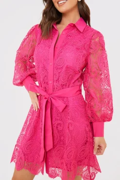 Lace Belted Shirt Dress|In the Style Hot