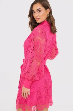 Lace Belted Shirt Dress|In the Style Hot